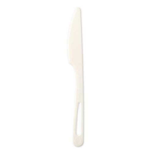 TPLA Compostable Cutlery, Knife, Plastic, White, 1,000/Carton
