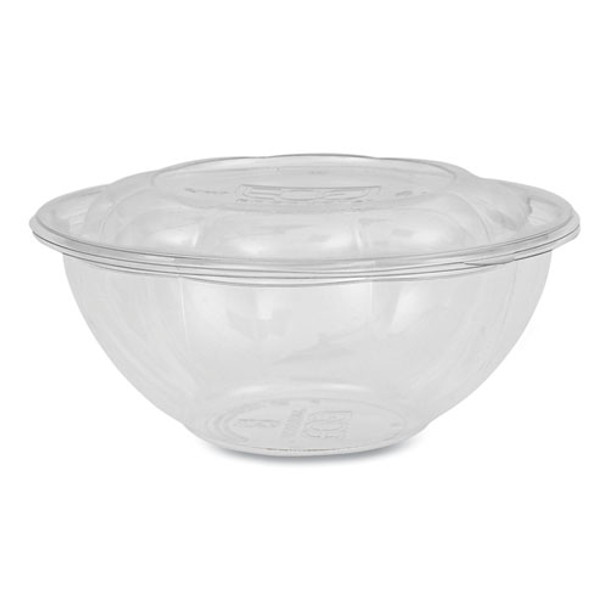 Renewable and Compostable Salad Bowls with Lids, 24 oz, Clear, Plastic, 50/Pack, 3 Packs/Carton