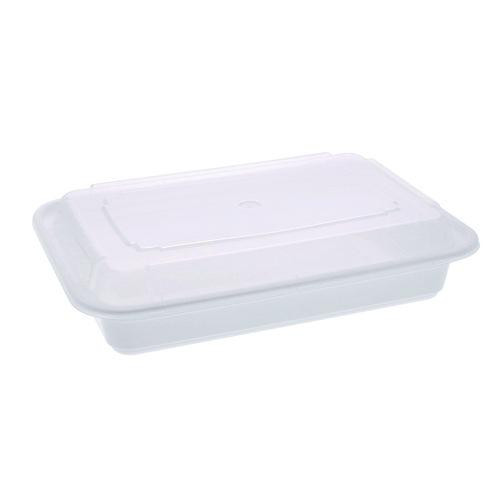 Newspring VERSAtainer Microwavable Containers, Base/Lid Combo, 8.8 x 6 x 2, White/Clear, Plastic, 150/Carton