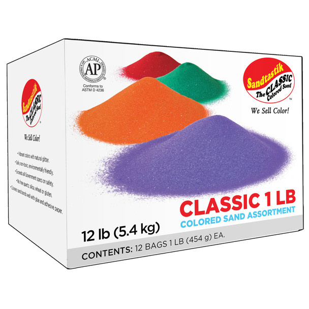 Colored Sand Classroom Pack, 1 Pound Bags, Assortment 1, Set of 12