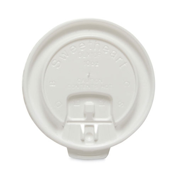 Lift Back and Lock Tab Cup Lids for Foam Cups, Fits 10 oz Solo Trophy Hot/Cold Drink Cups, Plastic, White, 2,000/Carton