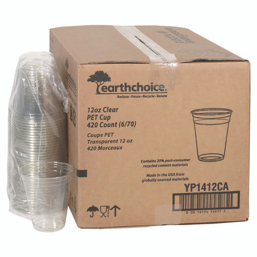 RPET Cold Cup, 12 oz, Plastic, Clear, 420/Carton