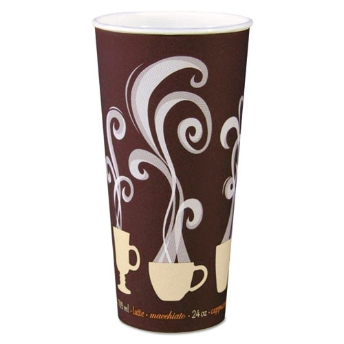 Thermoguard Insulated Paper Hot Cups, 24 oz, Steam Print Design, 600/Carton