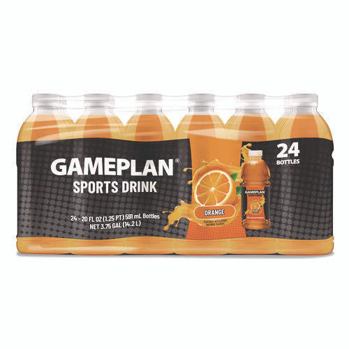 Gameplan Sports Drink, Orange, 20 oz Bottle, 24/Carton