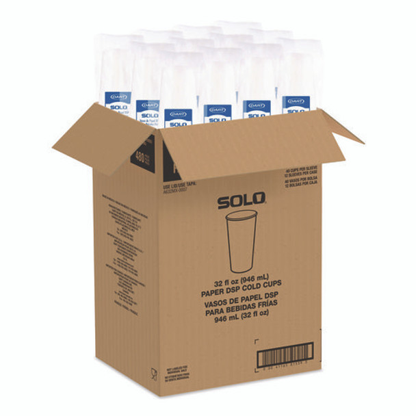 Double Sided Poly (DSP) Paper Cold Cups, 28 oz to 32 oz, White, 40 Cups/Sleeve, 12 Sleeves/Carton Double Sided Poly (DSP) Paper Cold Cups, 28 oz to 32 oz, White, 40 Cups/Sleeve, 12 Sleeves/Carton
