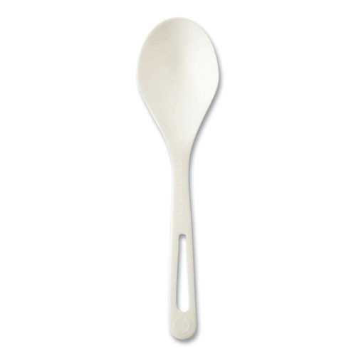 TPLA Compostable Cutlery, Soup Spoon, Plastic, White, 1,000/Carton