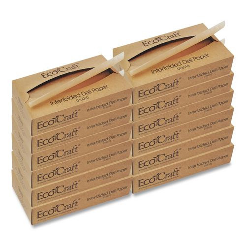EcoCraft Interfolded Soy Wax Deli Sheets, 10 x 10.75, 500/Box, 12 Boxes/Carton
