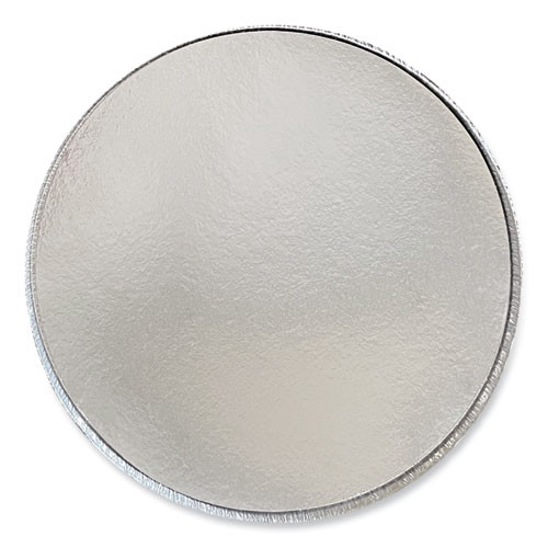 Round Aluminum To-Go Containers with Lid, 48 oz, 9" Diameter x 1.66" h, Silver, 200/Carton