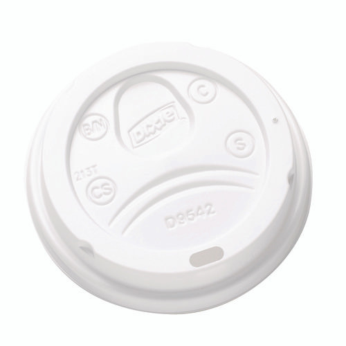 Dome Drink-Thru Lids, Fits 10 oz to 16 oz Hot Cups, Plastic, White, 1,000/Carton
