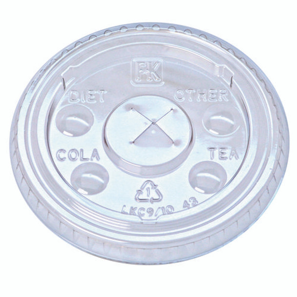Kal-Clear/Nexclear Drink Cup Lids, X-Style Straw Slot/Flavor Buttons, Fits 9 oz to 10 oz Cold Cups, Plastic, Clear, 2,500/CT