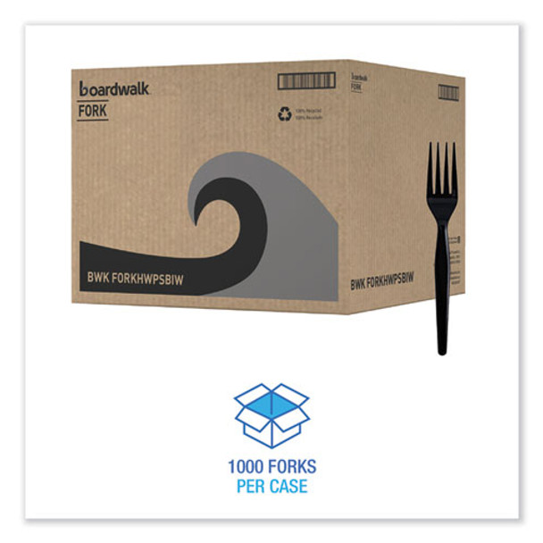 Heavyweight Wrapped Polystyrene Cutlery, Fork, Plastic, Black, 1,000/Carton Heavyweight Wrapped Polystyrene Cutlery, Fork, Plastic, Black, 1,000/Carton