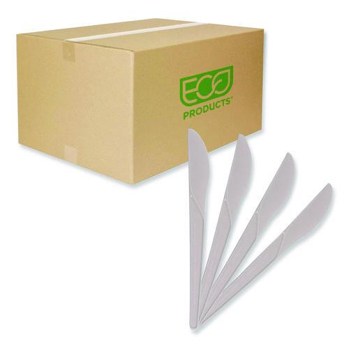 Plantware Compostable Cutlery, Knife, Plastic, Pearl White, 50/Pack, 20 Packs/Carton