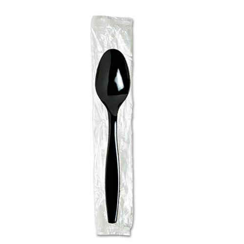 Individually Wrapped Heavyweight Spoon, Plastic, Black, 1,000/Carton