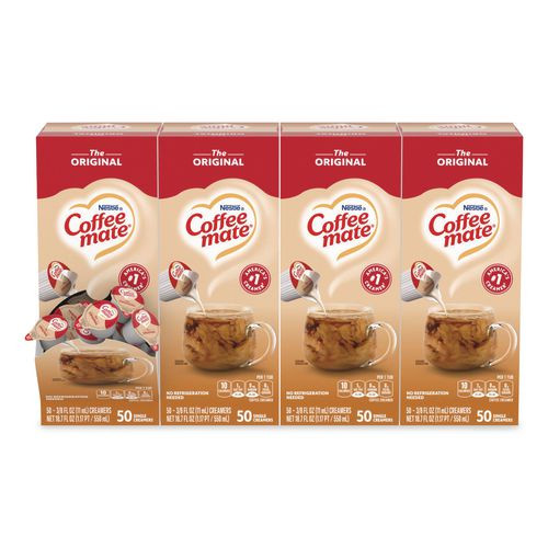 Liquid Coffee Creamer, Original, 0.38 oz Mini Cups, 50/Box, 4 Boxes/Carton