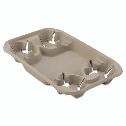 StrongHolder Molded Fiber Cup/Food Tray, 8 oz to 22 oz, Four Cups + Food Tray, Beige, 250/Carton