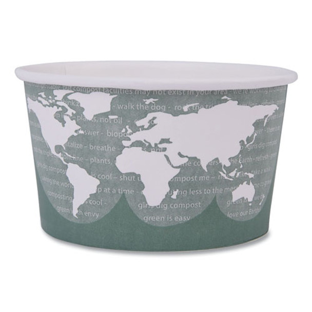 World Art Renewable and Compostable Food Container, 12 oz, 4.05" Diameter x 2.5" h, Green, Paper, 25/Pack, 20 Packs/Carton
