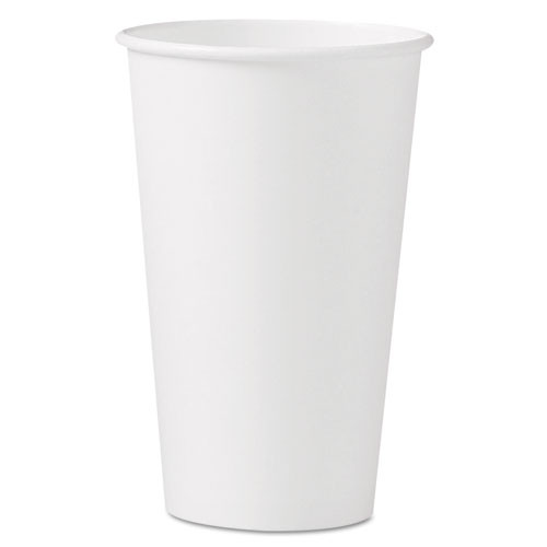 Single-Sided Poly Paper Hot Cups, 16 oz, White, 50/Sleeve, 20 Sleeves/Carton
