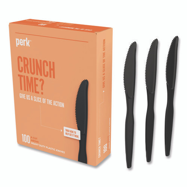 Heavyweight Plastic Cutlery, Knife, Black, 100/Pack