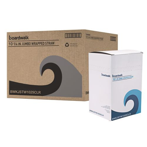 Wrapped Giant Straws, 10.25", Polypropylene, Clear, 1,000/Carton
