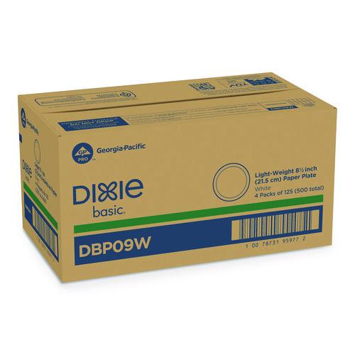 Paper Dinnerware, Plate, 8.5" dia, White, 125/Pack, 4/Carton