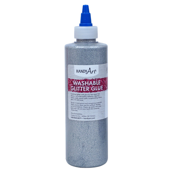 Washable Glitter Glue, 8 oz., Silver, Pack of 6 Washable Glitter Glue, 8 oz., Silver, Pack of 6
