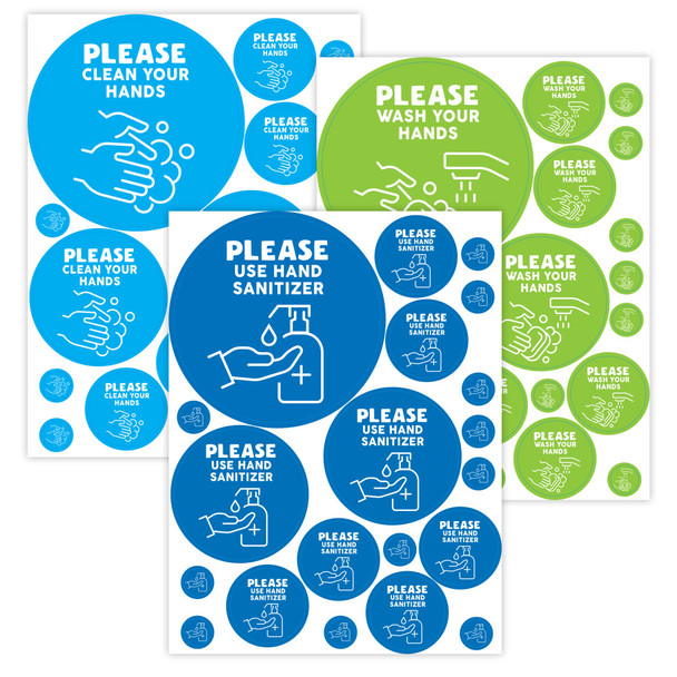 Handwashing Reminder Decals, Set of 60 Handwashing Reminder Decals, Set of 60