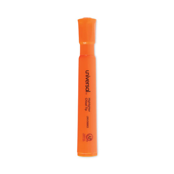 Desk Highlighters, Fluorescent Orange Ink, Chisel Tip, Orange Barrel, Dozen Desk Highlighters, Fluorescent Orange Ink, Chisel Tip, Orange Barrel, Dozen