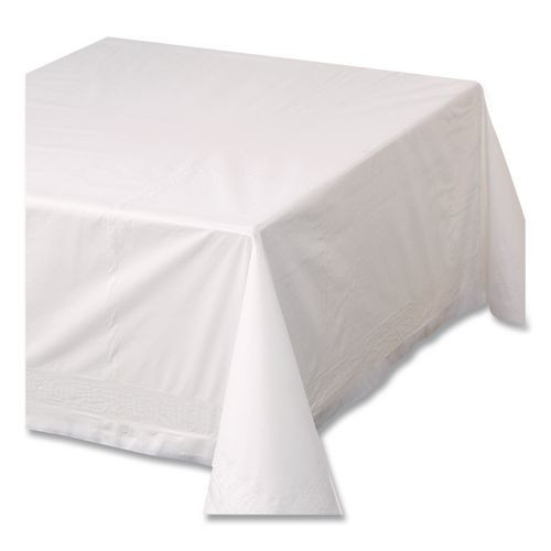 Tissue/Poly Tablecovers, 54" x 54", White, 50/Carton