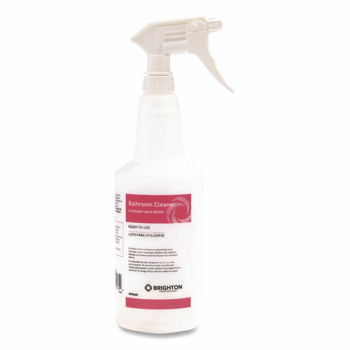 Trigger Spray Bottle for Portion Packet Bathroom Cleaners, 32 oz, White/Pink