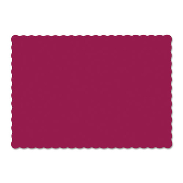 Solid Color Scalloped Edge Placemats, 9.5 x 13.5, Burgundy, 1,000/Carton