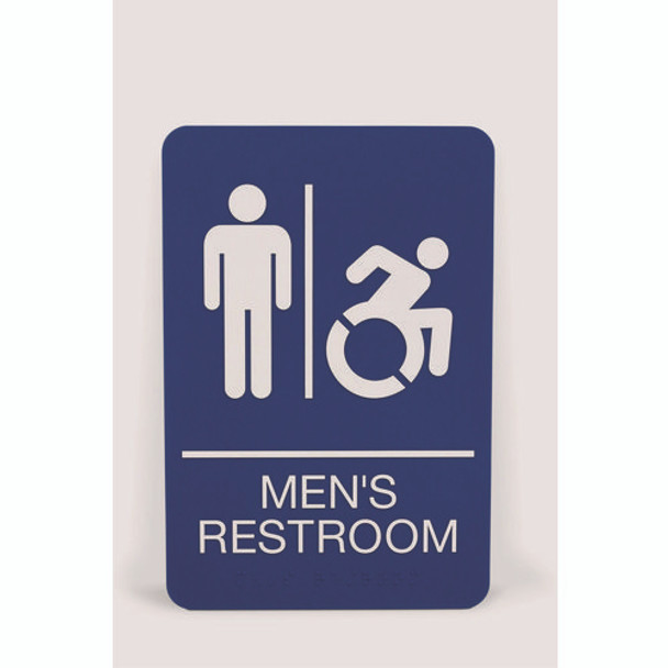 ADA Sign, Men's Restroom, 6 x 9, Blue Face, White Graphics