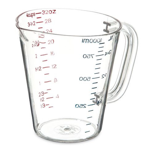 Commercial Measuring Cup, 1 qt, Plastic, Clear