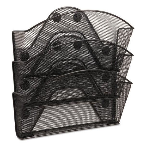 Onyx Magnetic Mesh Panel Accessories, 3 File Pocket, 13 x 4.25 x 13.5. Black