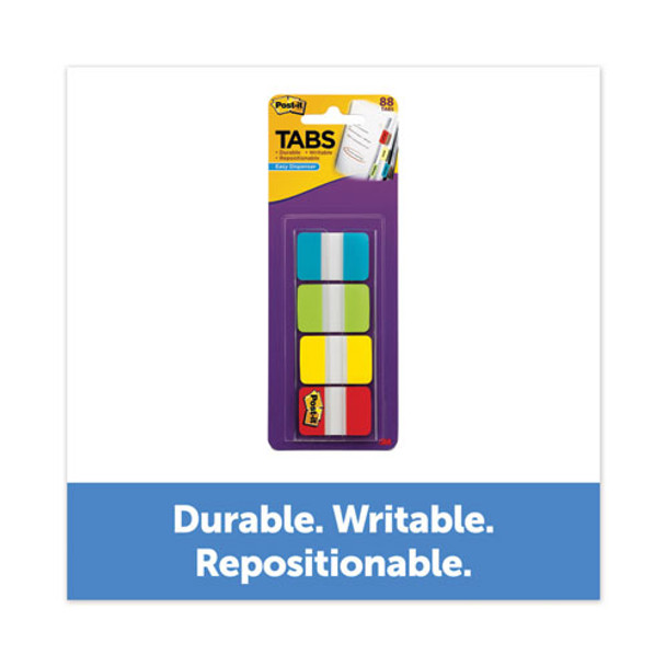 1" Wide Tabs with Dispenser, Aqua, Lime, Red, Yellow, 88/Pack