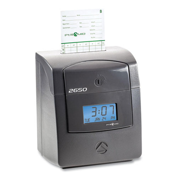 2650 Pro Auto Aligning Time Clock, LCD Display, Charcoal