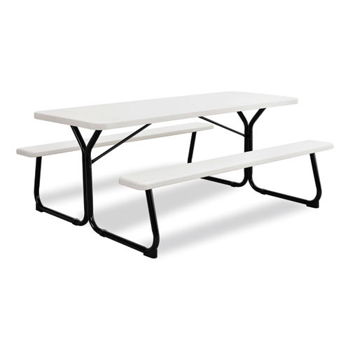 Blow-Molded Plastic Picnic Table, Rectangular, 72 x 60 x 30, White Top, White Base/Legs