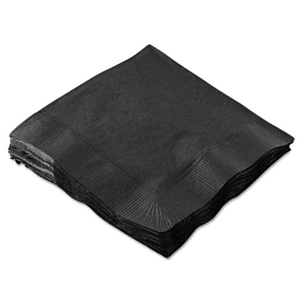 Beverage Napkins, 2-Ply, 9 1/2 x 9 1/2, Black, 1000/Carton