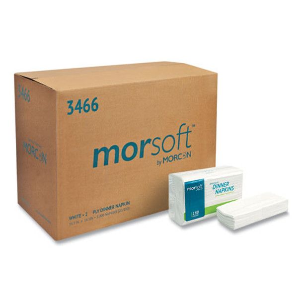 Morsoft Dinner Napkins, 2-Ply, 14.5 x 16.5, White, 3,000/Carton