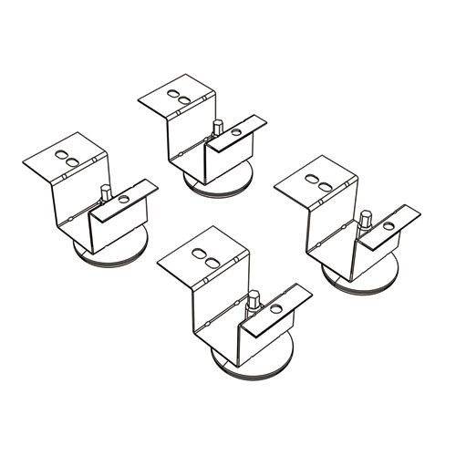 Brigade Pedestal Adjustable Glides, Rigid Mount Plate, 2" x 2" Glide, Black, 4/Set