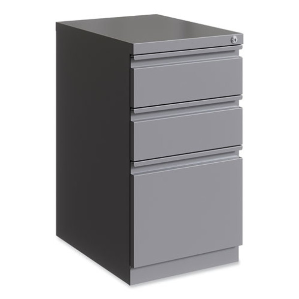 Full-Width Pull 20 Deep Mobile Pedestal File, 3-Drawer: Box/Box/File, Letter, Arctic Silver, 15 x 19.88 x 27.75