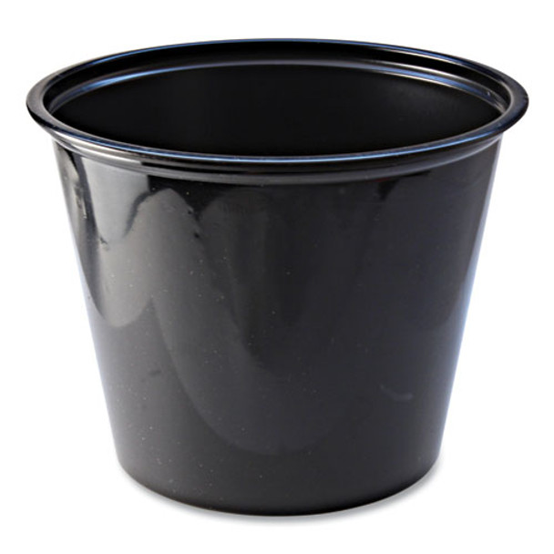 Portion Cups, 5.5 oz, Plastic, Black, 125/Sleeve, 20 Sleeves/Carton