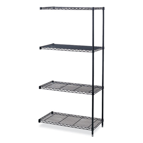 Industrial Add-On Unit, Four-Shelf, 36w x 18d x 72h, Steel, Black