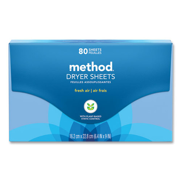Dryer Sheets, Fresh Air, 80/Box, 6 Boxes/Carton