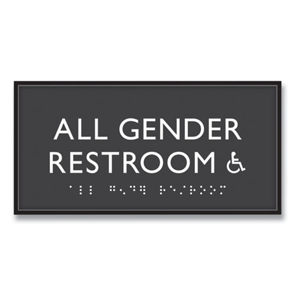 ADA Sign, All Gender Restroom Accessible, Plastic, 4 x 4, Clear/White