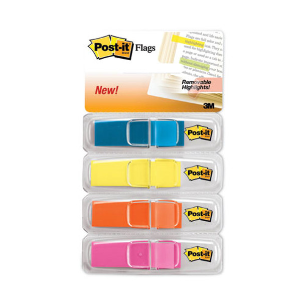 Highlighting Page Flags, 4 Bright Colors, 0.5 x 1.75, 35/Color, 4 Dispensers/Pack