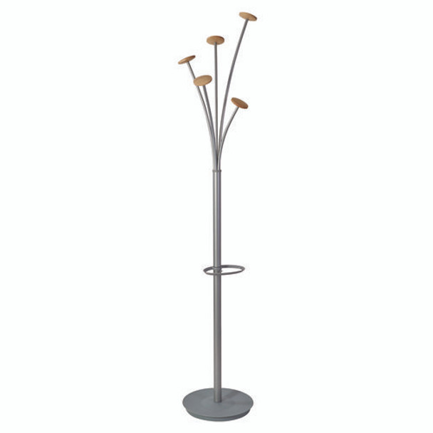 Festival Coat Stand with Umbrella Holder, Five Knobs, 13.97 x 14 x 73.62, Gray