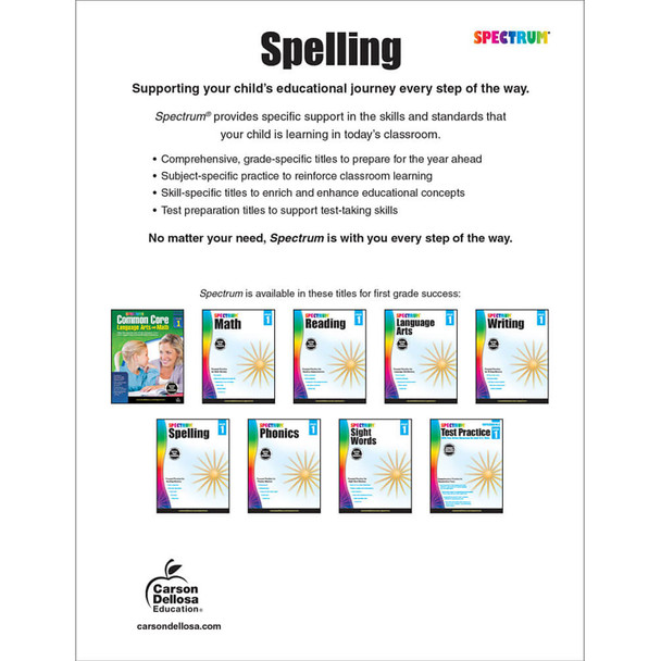 Spelling Workbook, Grade 1, Paperback