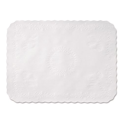 Anniversary Embossed Scalloped Edge Tray Mat, 14 x 19, White, 1,000/Carton