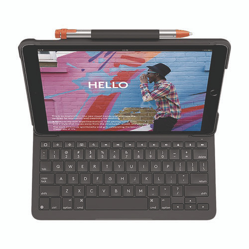Slim Folio Plastic Keyboard Case for iPad 7th, 8th Generation, Graphite