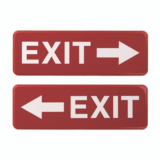 Emergency Exit Indoor/Outdoor Wall Sign, 9 x 3, Red Face, White Graphics, 2/Pack